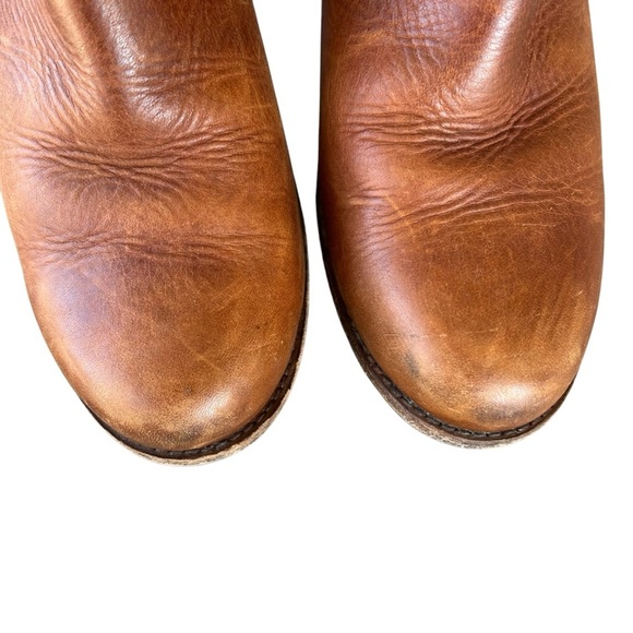 Frye Addie Double Zip Moto Ankle Boot Cognac Distressed Leather Size 9 NICE! - Picture 8 of 16